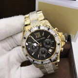 Buy Shop Michael Kors Everest Chronograph Black Dial Gold Steel Strap Watch For Women - MK5828 USA Online