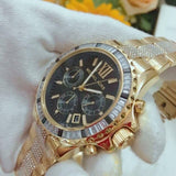 Buy Shop Michael Kors Everest Chronograph Black Dial Gold Steel Strap Watch For Women - MK5828 USA Online