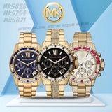 Buy Shop Michael Kors Everest Chronograph Black Dial Gold Steel Strap Watch For Women - MK5828 USA Online