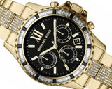 Buy Shop Michael Kors Everest Chronograph Black Dial Gold Steel Strap Watch For Women - MK5828 USA Online