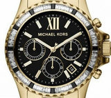 Buy Shop Michael Kors Everest Chronograph Black Dial Gold Steel Strap Watch For Women - MK5828 USA Online