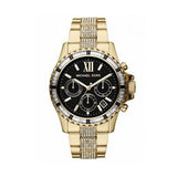 Buy Shop Michael Kors Everest Chronograph Black Dial Gold Steel Strap Watch For Women - MK5828 USA Online