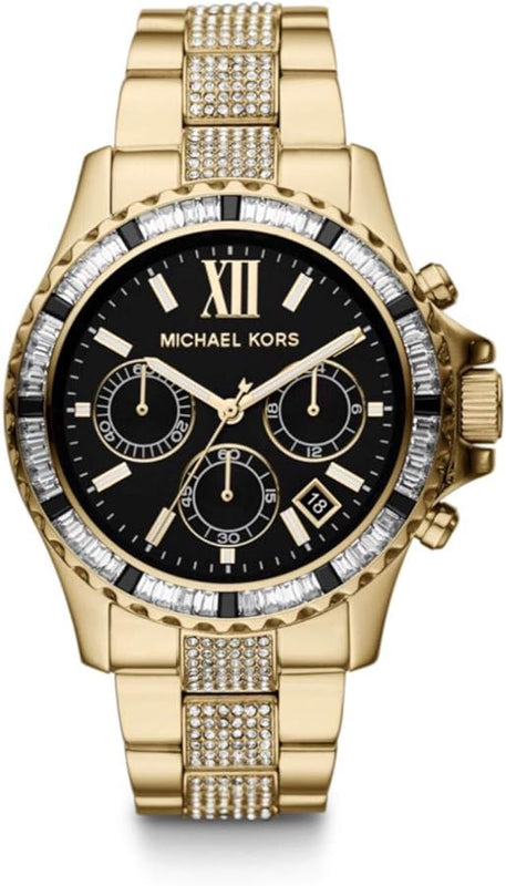 Buy Shop Michael Kors Everest Chronograph Black Dial Gold Steel Strap Watch For Women - MK5828 USA Online