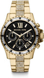 Buy Shop Michael Kors Everest Chronograph Black Dial Gold Steel Strap Watch For Women - MK5828 USA Online