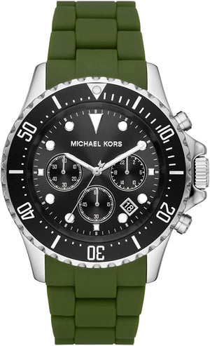 Buy Shop Michael Kors Everest Chronograph Black Dial Green Silicone Strap Watch For Men - MK8981 USA Online