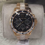Buy Shop Michael Kors Everest Chronograph Black Dial Rose Gold Steel Strap Watch For Women - MK5875 USA Online