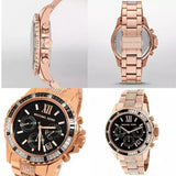 Buy Shop Michael Kors Everest Chronograph Black Dial Rose Gold Steel Strap Watch For Women - MK5875 USA Online
