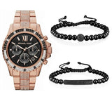 Buy Shop Michael Kors Everest Chronograph Black Dial Rose Gold Steel Strap Watch For Women - MK5875 USA Online