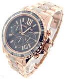 Buy Shop Michael Kors Everest Chronograph Black Dial Rose Gold Steel Strap Watch For Women - MK5875 USA Online