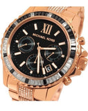 Buy Shop Michael Kors Everest Chronograph Black Dial Rose Gold Steel Strap Watch For Women - MK5875 USA Online
