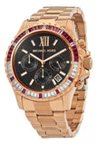 Buy Shop Michael Kors Everest Chronograph Black Dial Rose Gold Steel Strap Watch for Women - MK6972 USA Online