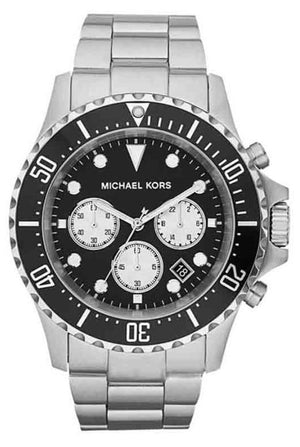 Buy Shop Michael Kors Everest Chronograph Black Dial Silver Steel Strap Watch For Men - MK8256 USA Online