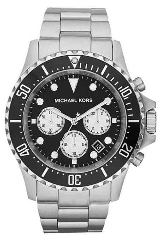 Buy Shop Michael Kors Everest Chronograph Black Dial Silver Steel Strap Watch For Men - MK8256 USA Online