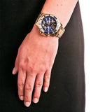Buy Shop Michael Kors Everest Chronograph Blue Dial Gold Steel Strap Watch for Women - MK5754 USA Online