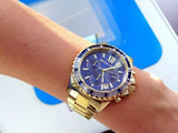 Buy Shop Michael Kors Everest Chronograph Blue Dial Gold Steel Strap Watch for Women - MK5754 USA Online