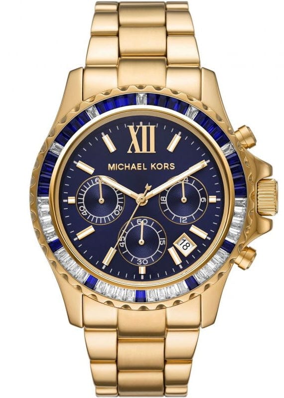 Buy Shop Michael Kors Everest Chronograph Blue Dial Gold Steel Strap Watch for Women - MK5754 USA Online