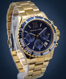 Buy Shop Michael Kors Everest Chronograph Blue Dial Gold Steel Strap Watch For Women - MK6971 USA Online