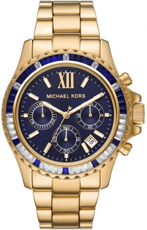 Buy Shop Michael Kors Everest Chronograph Blue Dial Gold Steel Strap Watch For Women - MK6971 USA Online