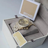 Buy Shop Michael Kors Everest Chronograph Crystals Gold Dial Gold Steel Strap Watch For Women - MK7254 USA Online