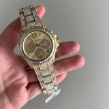 Buy Shop Michael Kors Everest Chronograph Crystals Gold Dial Gold Steel Strap Watch For Women - MK7254 USA Online