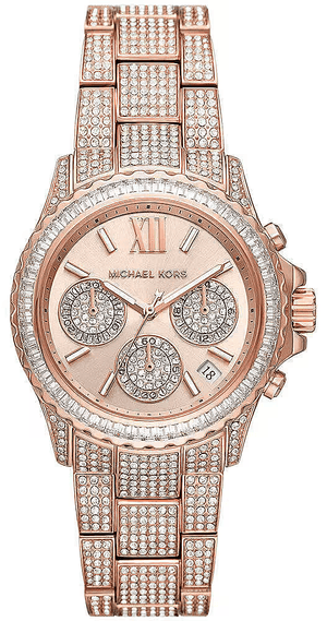 Buy Shop Michael Kors Everest Chronograph Crystals Rose Gold Dial Rose Gold Steel Strap Watch For Women - MK7235 USA Online