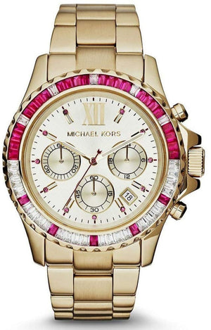 Buy Shop Michael Kors Everest Chronograph Gold Dial Gold Steel Strap Watch for Women - MK5871 USA Online