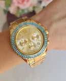 Buy Shop Michael Kors Everest Chronograph Gold Dial Gold Steel Strap Watch For Women - MK7210 USA Online