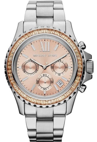 Buy Shop Michael Kors Everest Chronograph Gold Dial Silver Steel Strap Watch For Women - MK5870 USA Online