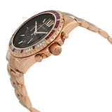 Michael Kors Everest Chronograph Black Dial Rose Gold Steel Strap Watch for Women - MK6972