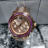 Buy Shop Michael Kors Everest Chronograph Rose Gold Dial Rose Gold Steel Strap Watch For Women - MK7211 USA Online