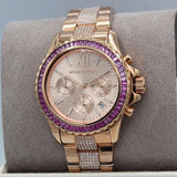 Buy Shop Michael Kors Everest Chronograph Rose Gold Dial Rose Gold Steel Strap Watch For Women - MK7211 USA Online
