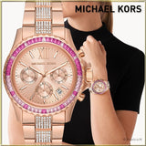 Buy Shop Michael Kors Everest Chronograph Rose Gold Dial Rose Gold Steel Strap Watch For Women - MK7211 USA Online