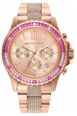 Buy Shop Michael Kors Everest Chronograph Rose Gold Dial Rose Gold Steel Strap Watch For Women - MK7211 USA Online