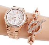 Buy Shop Michael Kors Everest Chronograph Silver Dial Rose Gold Steel Strap Watch For Women - MK7213 USA Online