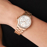 Buy Shop Michael Kors Everest Chronograph Silver Dial Rose Gold Steel Strap Watch For Women - MK7213 USA Online
