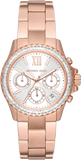 Buy Shop Michael Kors Everest Chronograph Silver Dial Rose Gold Steel Strap Watch For Women - MK7213 USA Online