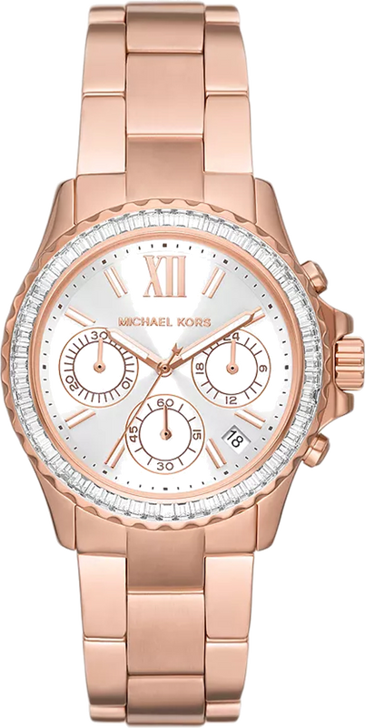 Buy Shop Michael Kors Everest Chronograph Silver Dial Rose Gold Steel Strap Watch For Women - MK7213 USA Online