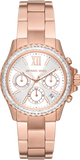 Buy Shop Michael Kors Everest Chronograph Silver Dial Rose Gold Steel Strap Watch For Women - MK7213 USA Online