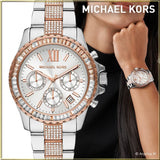 Buy Shop Michael Kors Everest Chronograph Silver Dial Two Tone Steel Strap Watch For Women - MK6975 USA Online