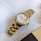Buy Shop Michael Kors Everest Chronograph White Dial Gold Steel Strap Watch For Women - MK7212 USA Online