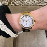 Buy Shop Michael Kors Everest Chronograph White Dial Gold Steel Strap Watch For Women - MK7212 USA Online