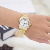Buy Shop Michael Kors Everest Chronograph White Dial Gold Steel Strap Watch For Women - MK7212 USA Online