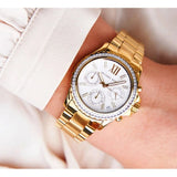 Buy Shop Michael Kors Everest Chronograph White Dial Gold Steel Strap Watch For Women - MK7212 USA Online