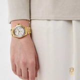 Buy Shop Michael Kors Everest Chronograph White Dial Gold Steel Strap Watch For Women - MK7212 USA Online