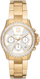 Buy Shop Michael Kors Everest Chronograph White Dial Gold Steel Strap Watch For Women - MK7212 USA Online