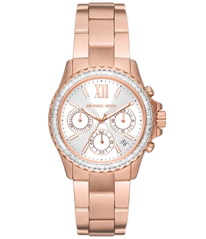 Buy Shop Michael Kors Everest Chronograph Silver Dial Rose Gold Steel Strap Watch For Women - MK7213 USA Online