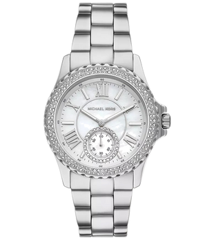 Buy Shop Michael Kors Everest Three hand Silver Dial Silver Steel Strap Watch For Women - MK7403 USA Online