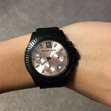 Buy Shop Michael Kors Everest Quartz Rose Gold Dial Black Steel Strap Watch For Women - MK5872 USA Online