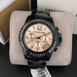 Buy Shop Michael Kors Everest Quartz Rose Gold Dial Black Steel Strap Watch For Women - MK5872 USA Online
