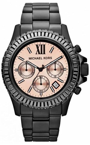 Buy Shop Michael Kors Everest Quartz Rose Gold Dial Black Steel Strap Watch For Women - MK5872 USA Online